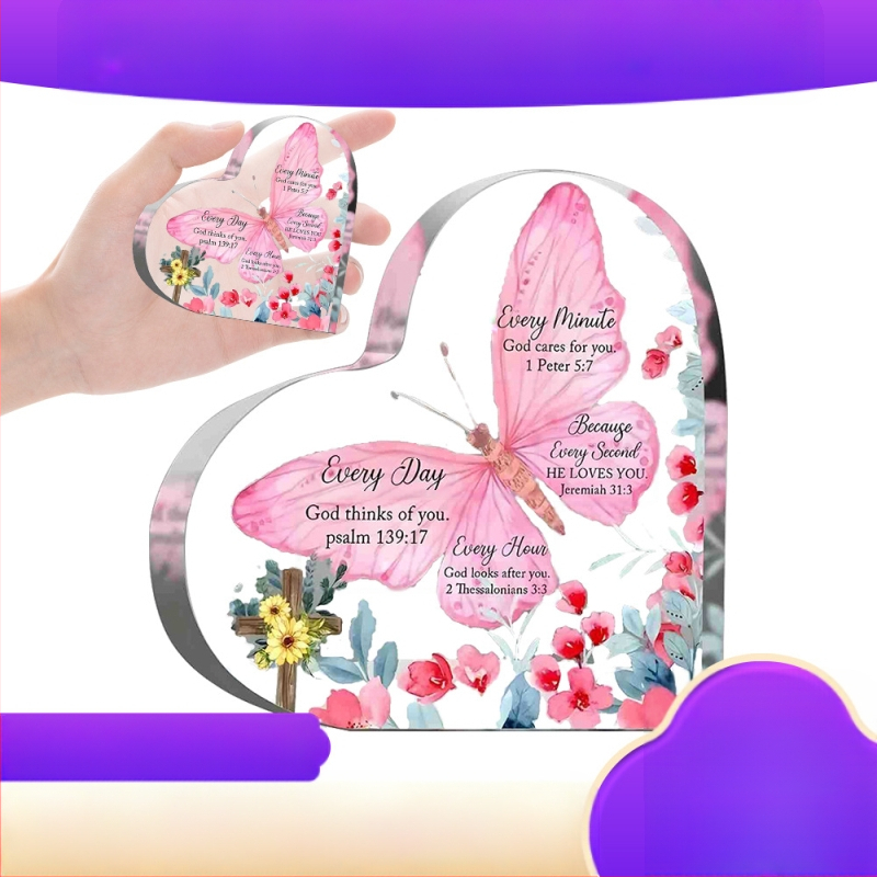 Piiriülene kaart kohandatud armastusega läbipaistev akrüül emadepäev tänupüha laua akrüülkaunistused