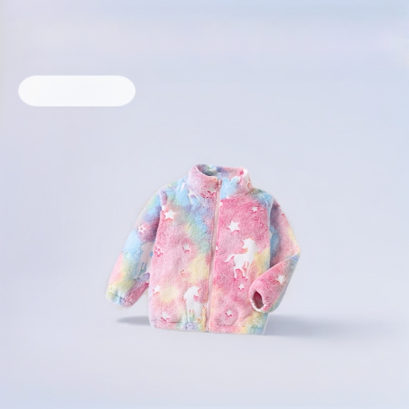 Djevojački kaput s reverom 2024. Nova šarena dvostrana baršunasta gornja odjeća