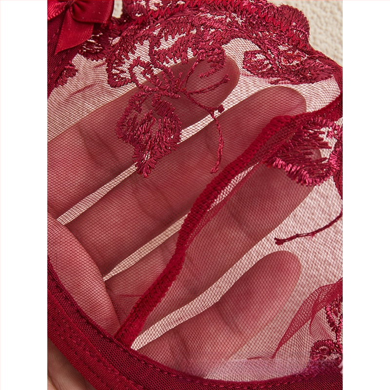 W Užsienio prekybos drabužiai siuvinėtos gėlės moteriškas apatinis trikotažas perspektyvi tinklelio liemenėlė seksualus liemenėlės kostiumas 2405