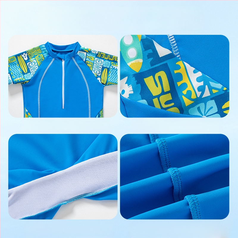 Detské plavky pre chlapcov 2025 Nové jednodielne plavky pre stredné a veľké deti, tréningové plavky s kresleným motívom, okrúhlym výstrihom, pohodlné