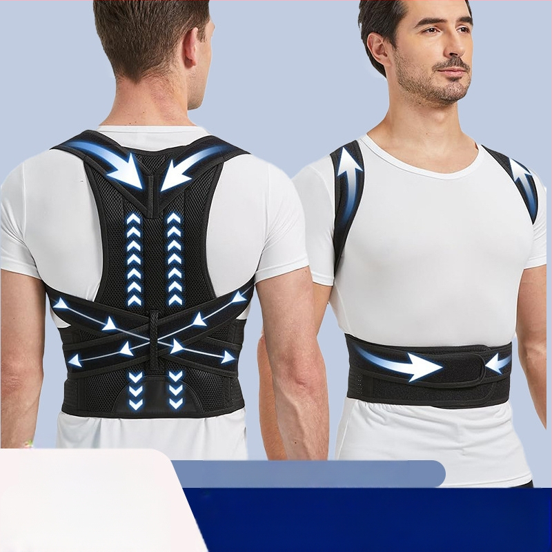 Suaugusiems vyrams ir moterims atvira krūtinė, gražus nugaros korekcijos diržas, laikysenos korekcija, prevencija, kupros reguliuojamas nugaros treniravimas, tempimas, atviri pečiai