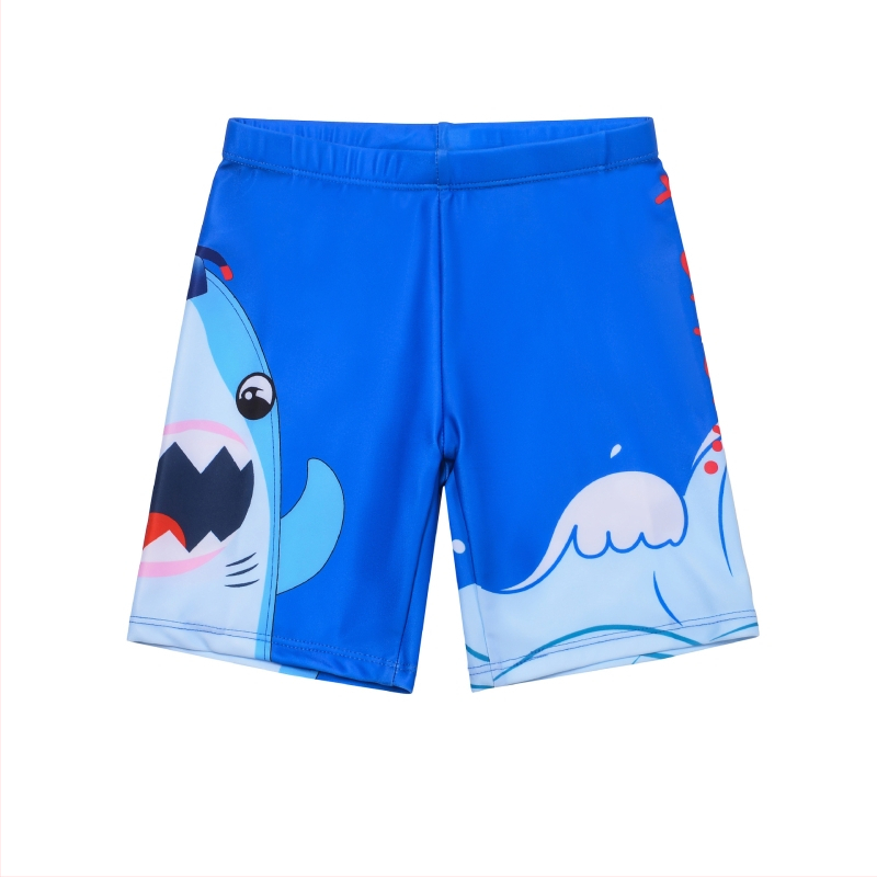 Detské plavky s dlhým rukávom a kresleným úsmevom so žralokom z továrne zahraničného obchodu, dvojdielne rýchloschnúce detské plavky s ochranou pred slnkom