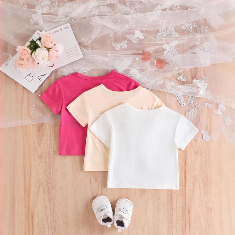 Letné nové európske a americké cezhraničné zahraničné obchodné elektronické obchodovanie 2025, horúce detské oblečenie, dievčenské tričko s krátkym rukávom