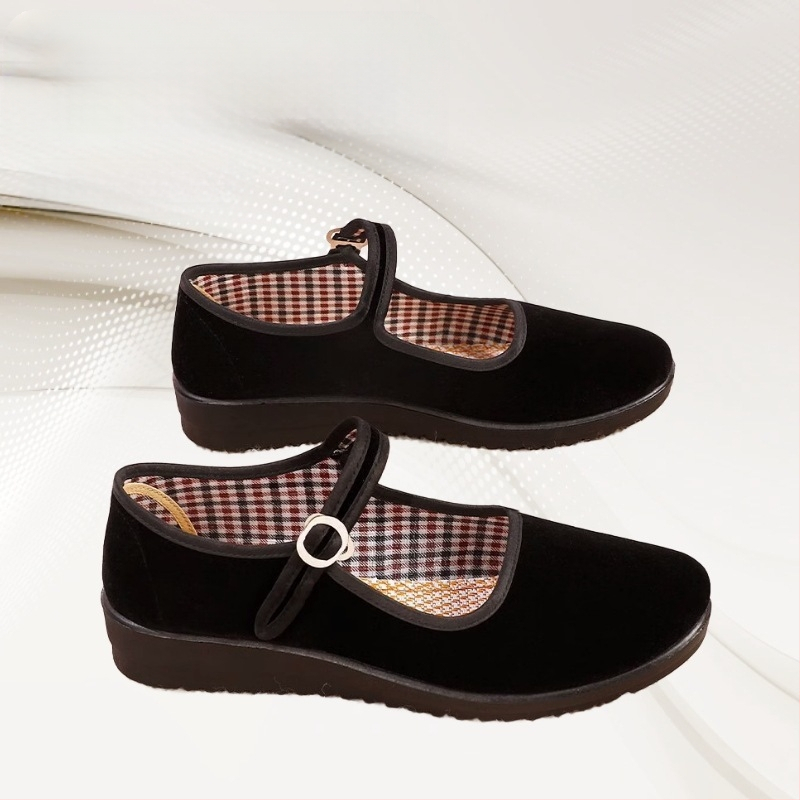 Nadograđene stare pekinške platnene cipele, ženske crne cipele s ravnom petom, hotelske cipele za ples, kineski restoran s kopčom za konobara