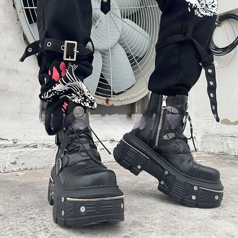 Cizme scurte Y2K cu fund gros 2024, cizme Martin transfrontaliere pentru comerț exterior european și american, stil gotic, cizme punk de locomotivă pentru femei