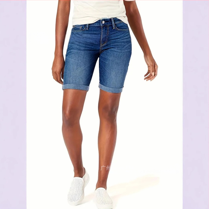 Dámske džínsové šortky v štýle motocykla, strečové modré, európske a americké, Amazon Foreign Trade z roku 2025
