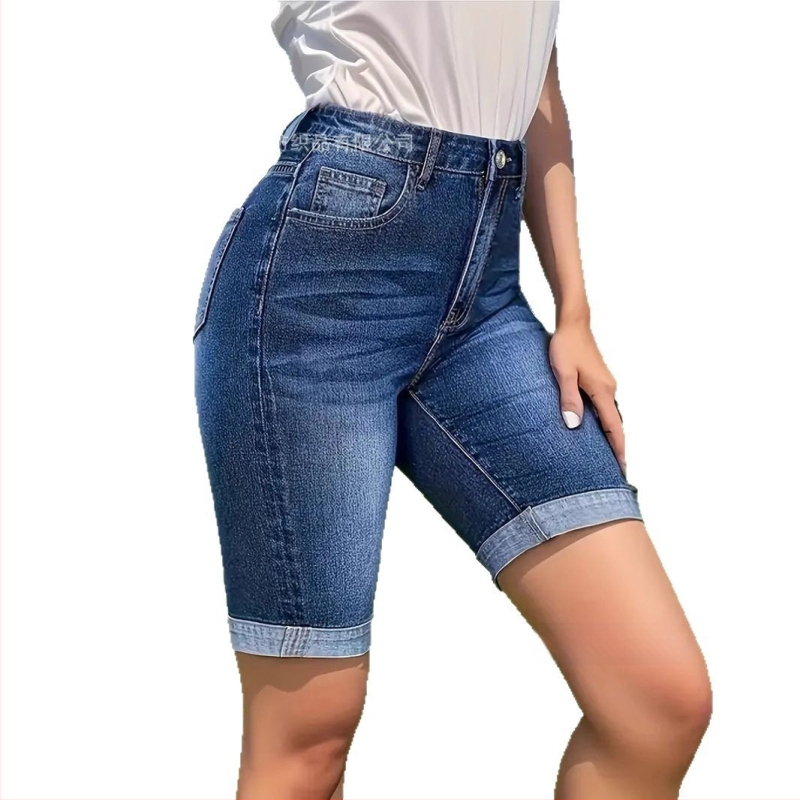 Dámske džínsové šortky v štýle motocykla, strečové modré, európske a americké, Amazon Foreign Trade z roku 2025