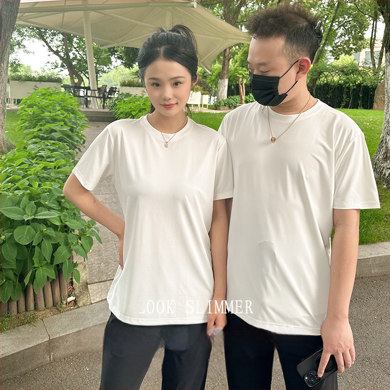 Yue Xiaomian Non-Stick T2024 Letné ležérne voľné čistofarebné tričko s okrúhlym výstrihom a polovičnými rukávmi pre mužov a ženy, módne a ležérne