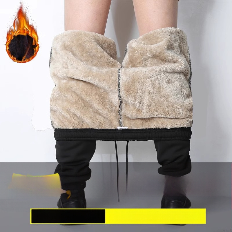 Muške hlače od mješavine vune velikih veličina, ležerne zimske termalne flisaste tople hlače, čiste boje, pamučne hlače do gležnja s manžetama, gornja odjeća u modernom stilu