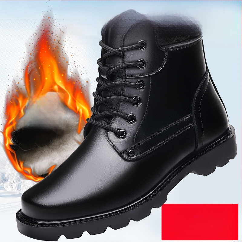 Pánske členkové čižmy Martin Boots s okrúhlou špičkou Pracovné kožené čižmy Pánske čižmy Mid-top Vlnené kašmírové čižmy Vintage s flísovou podšívkou Teplé bavlnené kožené čižmy