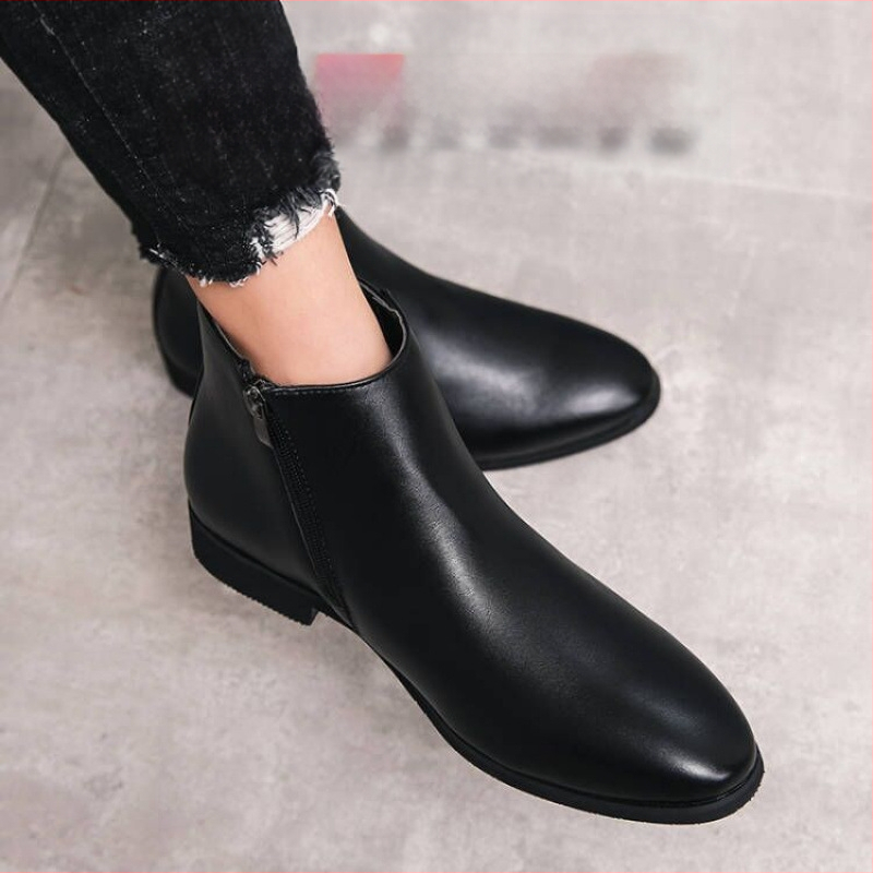 Proljetne i jesenske britanske muške čizme, prekogranične špicaste visoke kožne cipele, moderne univerzalne kratke čizme, muške martin čizme, moderne kožne čizme