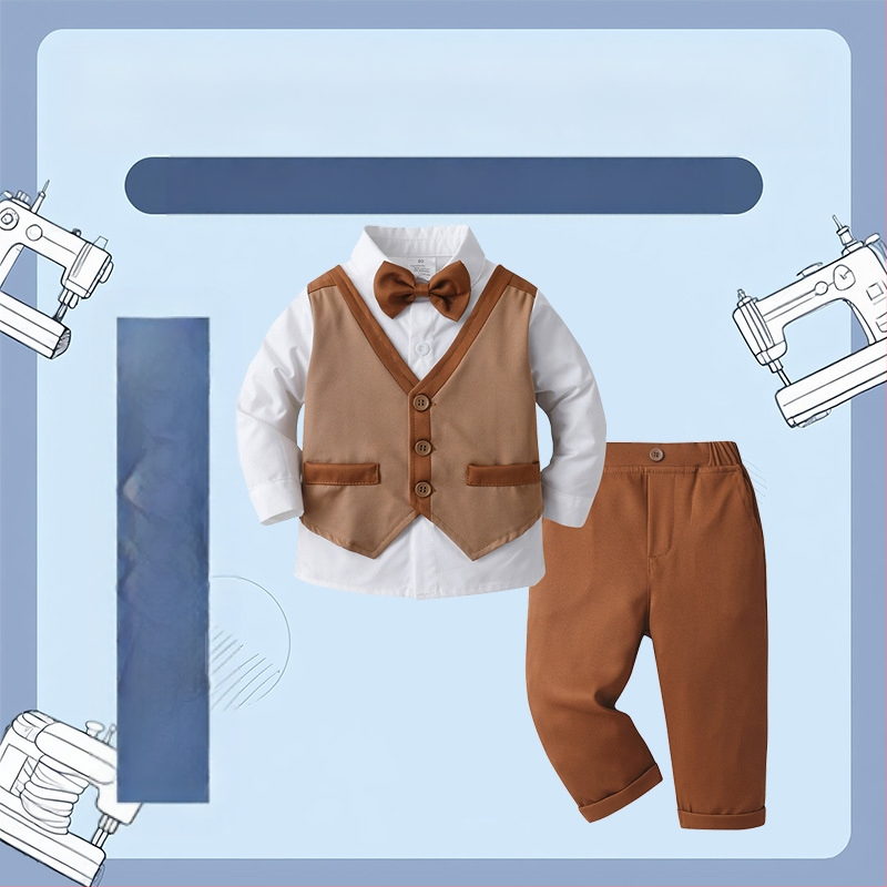 Detské oblečenie pre zahraničný obchod, falošná vesta, malý oblek, detský oblek, detské oblečenie, jarné a jesenné oblečenie s dlhým rukávom pre chlapcov, jesenné oblečenie
