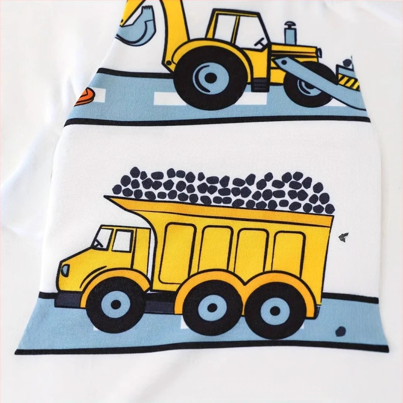 Pánske detské oblečenie 2025 Nové kreslené auto s krátkym rukávom, šortky s animovanou potlačou, ležérna dvojdielna súprava