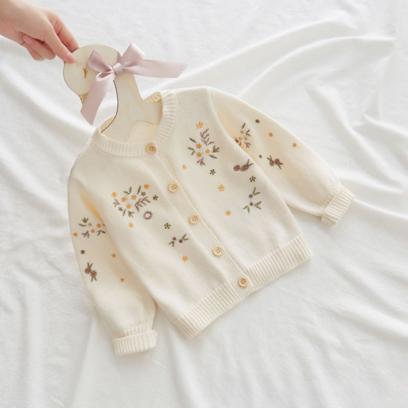 Dječji kardigan kaput od pamuka, proljetni i jesenski djevojački zapadnjački pulover, pleteni pulover u princezinom stilu