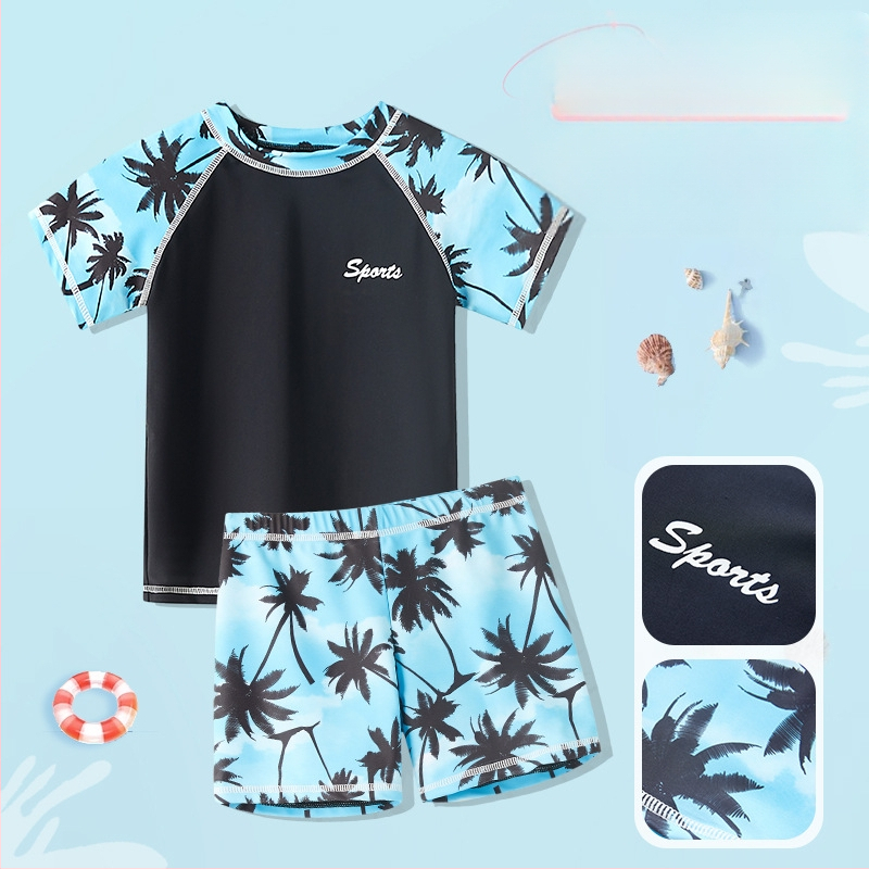 Laste ujumisriided Poiste keskmised ja suured lapsed Split 2025 uued poiste ujumisriided Ujumispüksid Päikesekaitsekreemi ujumisriided kuumaveeallikatele