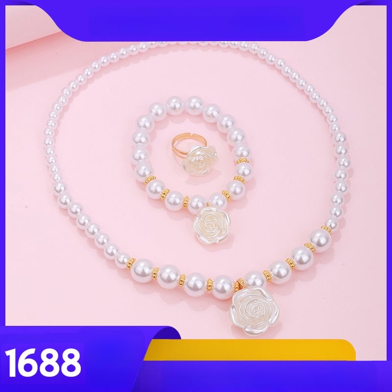 Piiriülene kuum müük uus xiangfengi pärlitega laste kaelakee käevõru kameelia sõrmus armas tüdruk ehted naistele