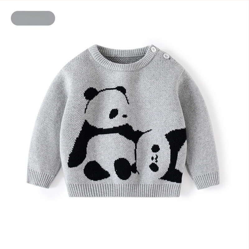 Moja mama i ja, Panda žakard zadebljani pulover za djecu, pamučni pleteni dječji pulover, dječji pulover klase A