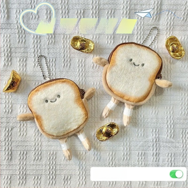 Uus röstsai, kaerahelbekott, kaardikott, leivatükk, loominguline, plush, koomiksimünt, kõrvaklappide kott, väike ripats