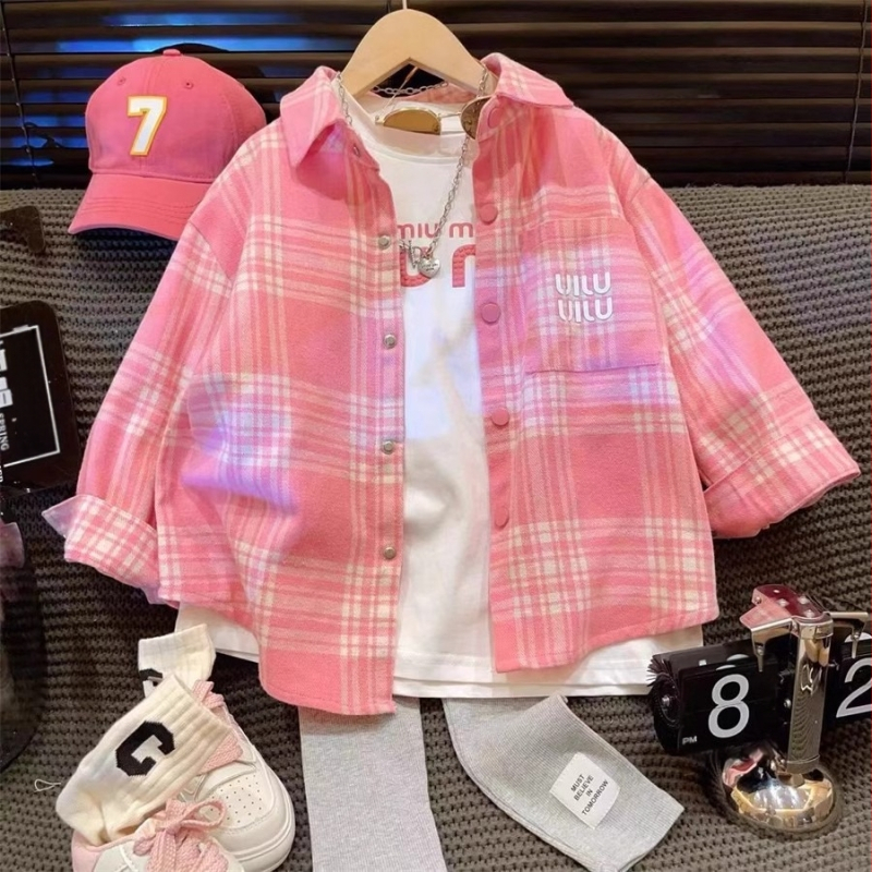 Djevojački kaput 2024. Nova proljetna odjeća Dječja internetska odjeća u stranom stilu, moderna duga majica, proljetna odjeća za djevojčice u internetskoj odjeći u slavlju