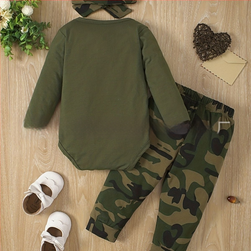 Roztomilý pánsky a dámsky detský šál s dlhým rukávom a zajačím oblečením, armádne zelený maskáčový top s dlhým rukávom, trojdielny šál, pohodlný