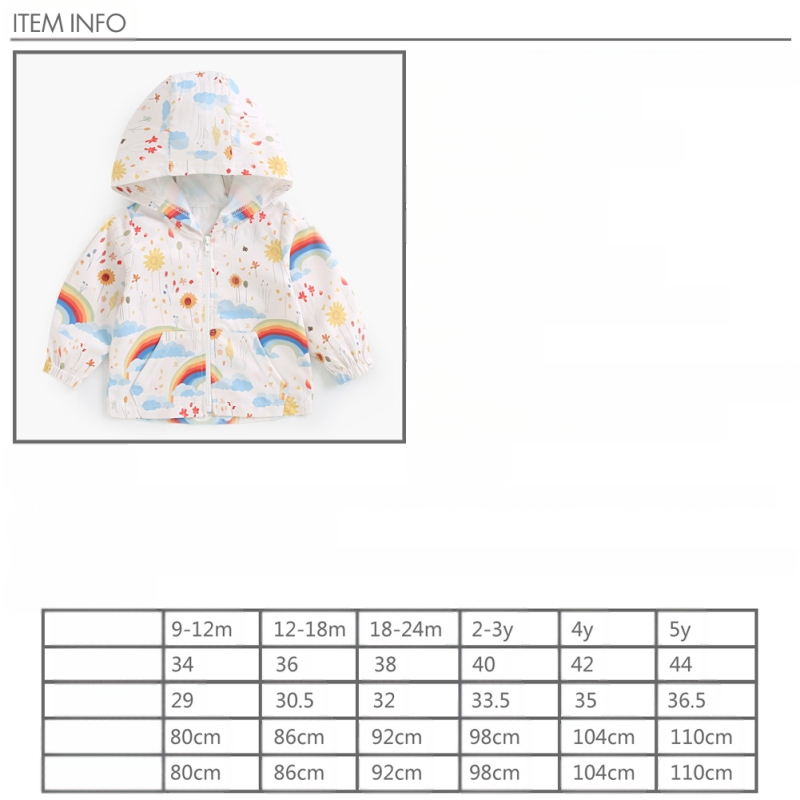 Παιδικό παλτό Φθινόπωρο και Χειμώνας Παιδικό αντιανεμικό παλτό με κουκούλα Βρεφικό μπλουζάκι με κινούμενα σχέδια και ουράνιο τόξο Άνοιξη και Φθινόπωρο Έξοδος