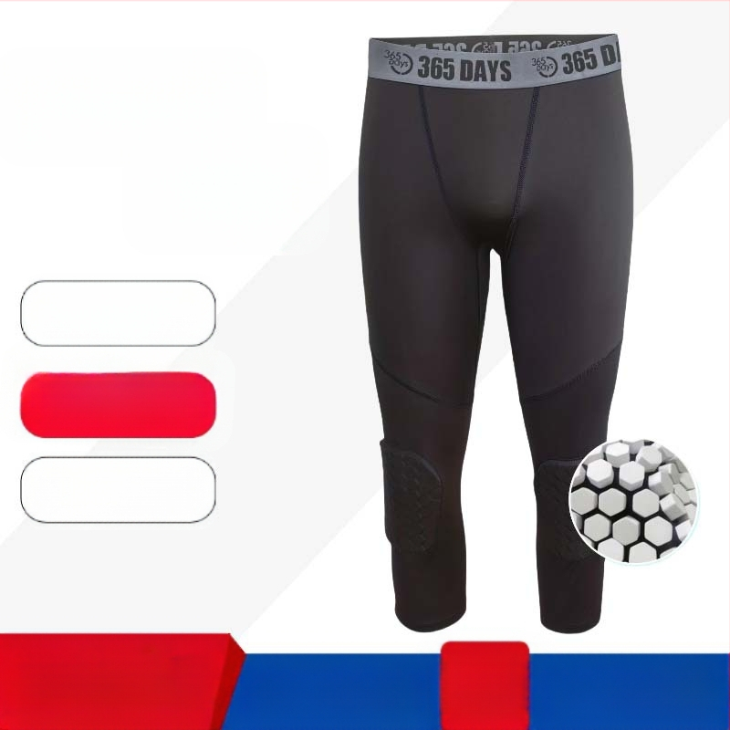 Fitnessrõivaste joogapüksid, kõrge elastsusega, kiiresti kuivavad spordikompressioonpüksid, kohandatud korvpallitreeningu põlvekaitsmed, meestele mõeldud capripüksid