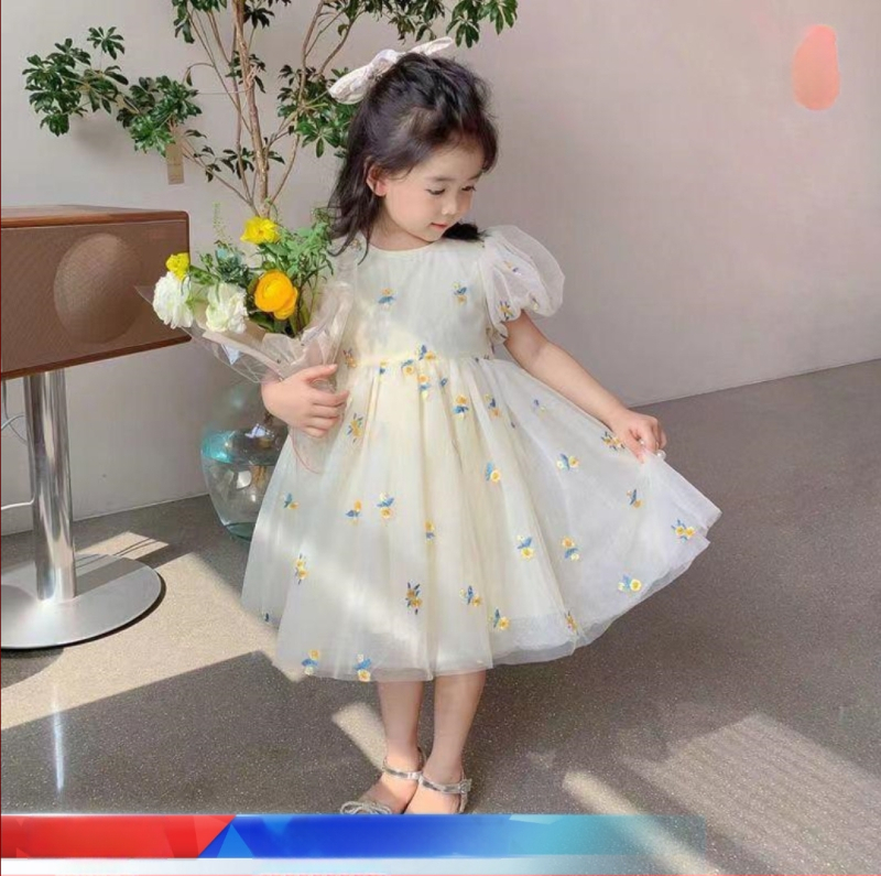 Djevojačka haljina, ljetna nova personalizirana korejska haljina s vezom i cvjetnim princezama za djevojčice