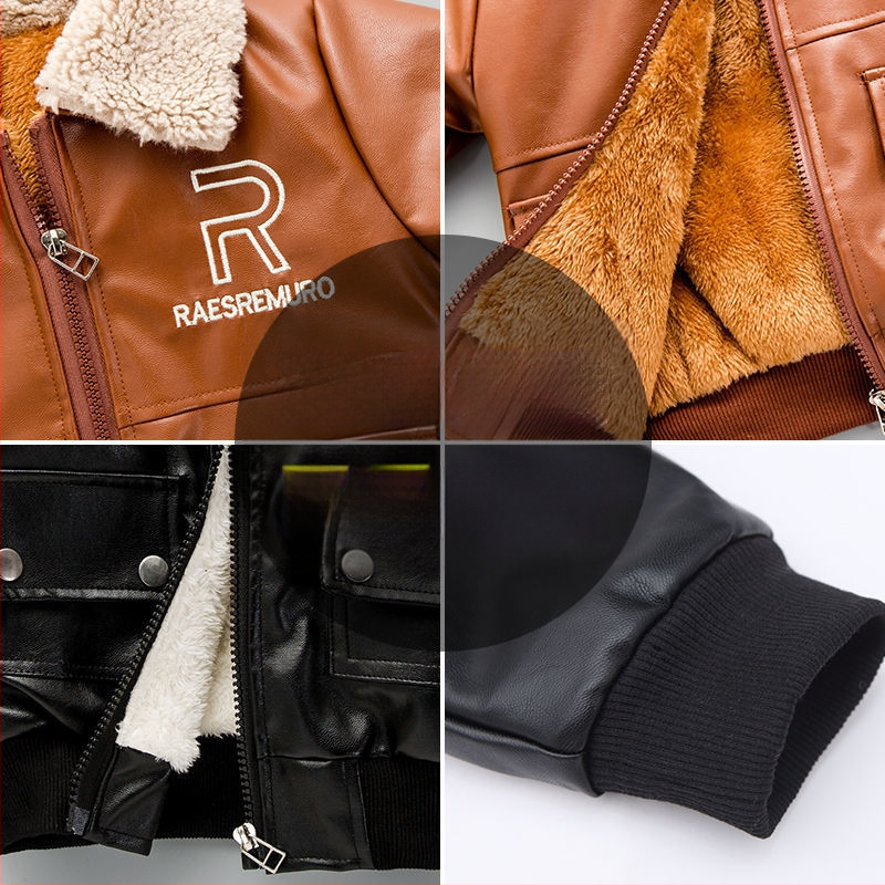 Dječja modna kožna jakna s flis podstavom, zadebljana zimska kožna jakna za dječake 2023.