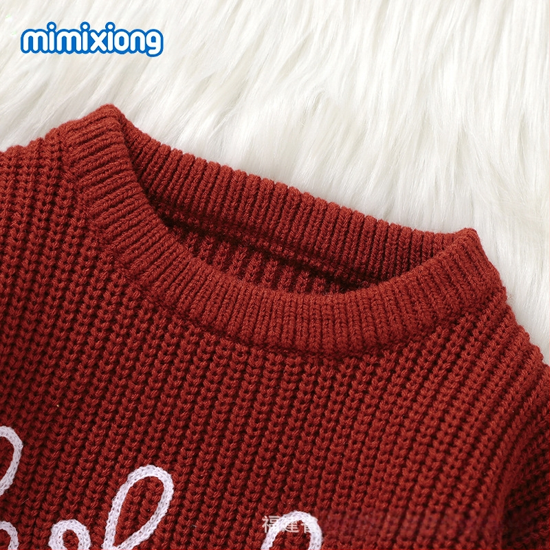 Sügis- ja talvekuum allahindlus uutele beebitüdrukutele mõeldud kootud tikanditega topp ühevärviline, kõigile sobiv kampsun