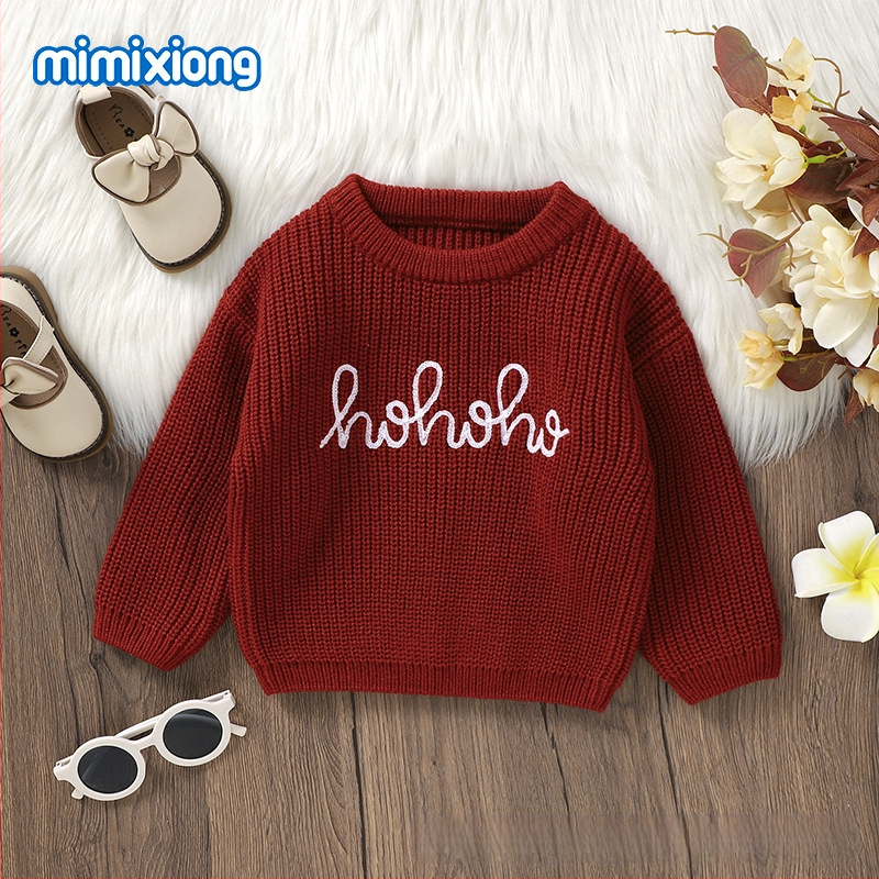 Sügis- ja talvekuum allahindlus uutele beebitüdrukutele mõeldud kootud tikanditega topp ühevärviline, kõigile sobiv kampsun