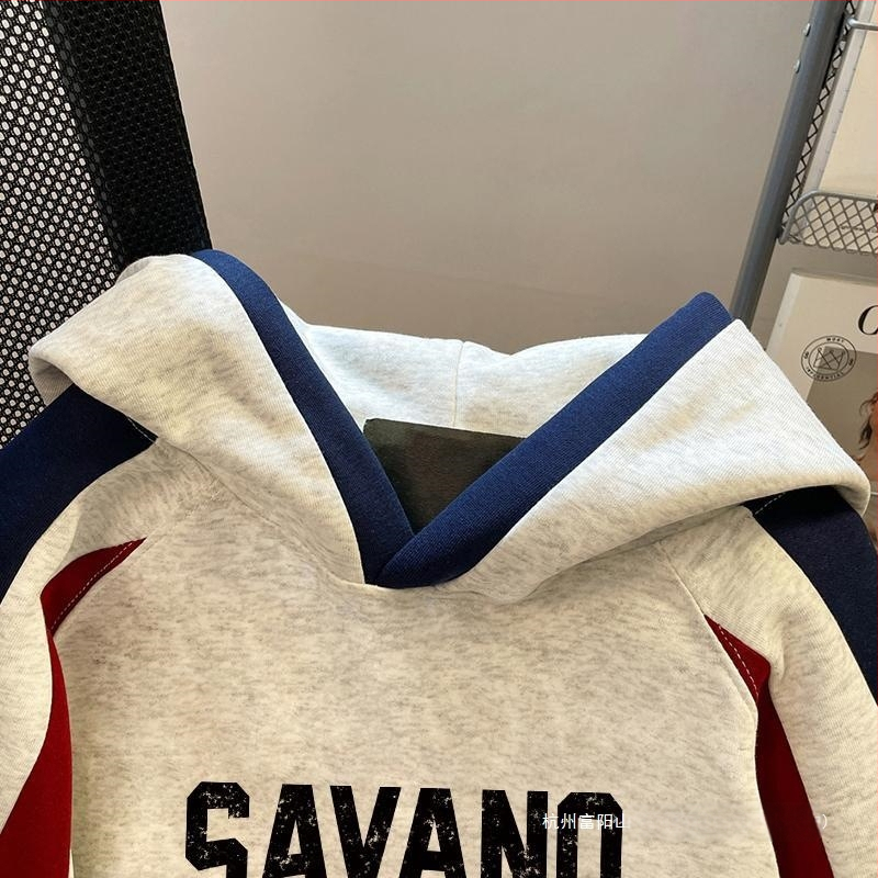 Nacionalna trendi šik hongkonška stilska kreativna majica s kapuljačom za muškarce i žene, jesenska i zimska flis podstavljena jakna u američkom stilu, retro, u boji