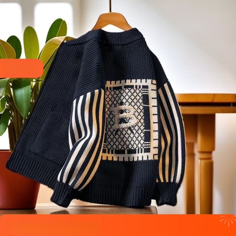 Novi kardigan za dječake Novi dječji pleteni kaput Velika dječja proljetna i jesenska dječja osnovna majica