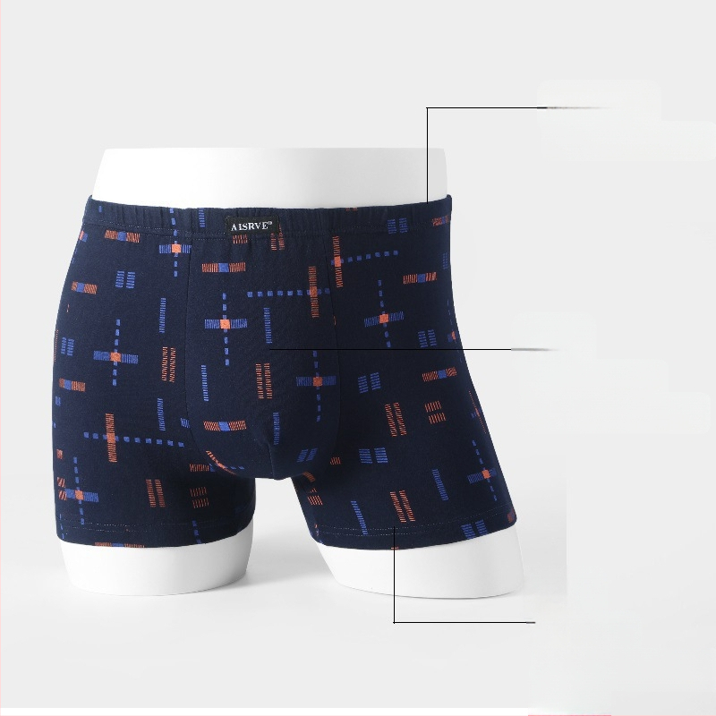 Vīriešu apakšveļas bokseršorti, elpojoši, sviedrus absorbējoši, kokvilnas bikses, pusmūža un vecāka gadagājuma cilvēkiem, brīvi, lieli, moderni, apdrukāti bokseršorti