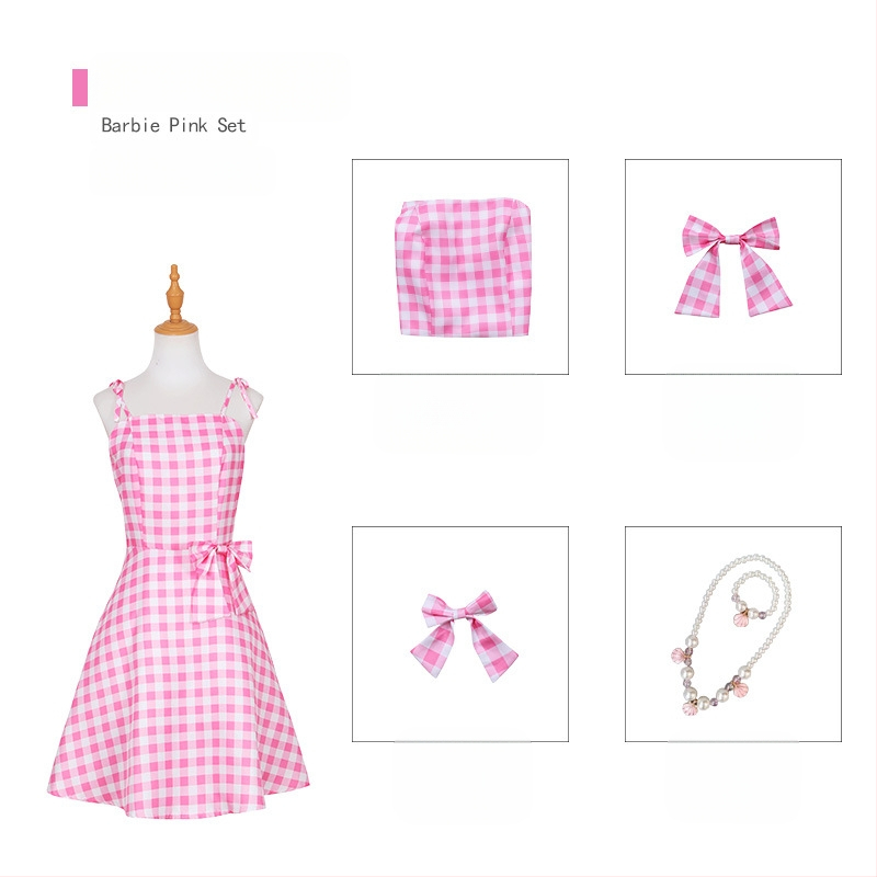 Barbie cos šaty Barbie Horúce filmové ružové šaty Šaty na párty cosplay Halloweenske šaty na javiskové šaty