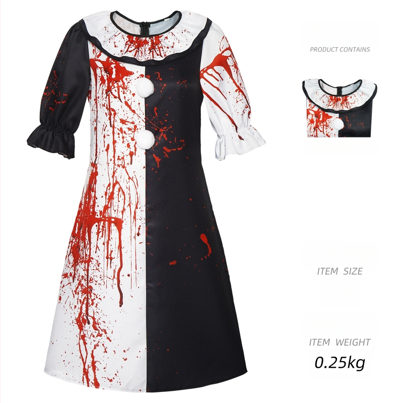 Broken Soul Clowni kostüüm Broken Soul Clowni verine kleit Jumpsuit Halloweeni teisejärguline cosplay kostüüm