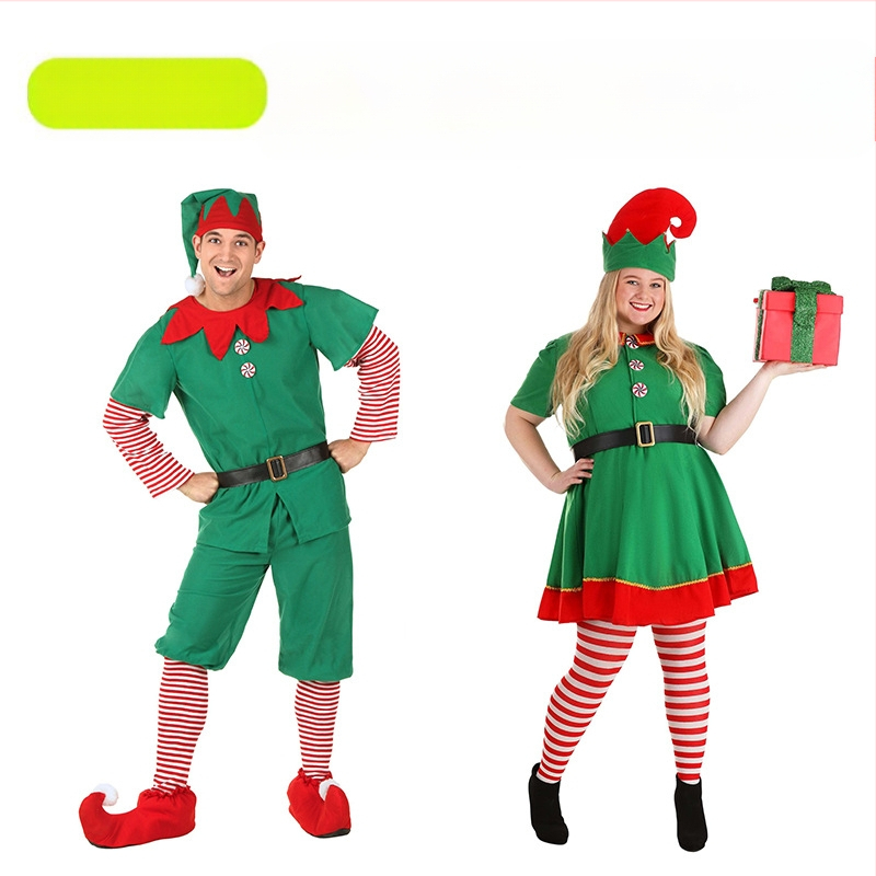 Kalėdinio elfo kostiumas vaikams suaugusiems Žaliojo elfo kostiumas Parcade vakarėlio kostiumas