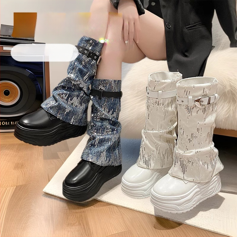 Dámske topánky pre plnšie veľkosti 35-42, odnímateľné nohavice, čižmy, dámske čižmy na platforme s okrúhlou špičkou, pekné rytierske čižmy, móda