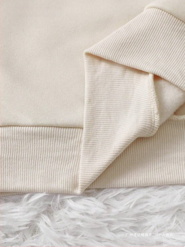 Inawly ženski ležerni top s okruglim izrezom i dugim rukavima, printom slova