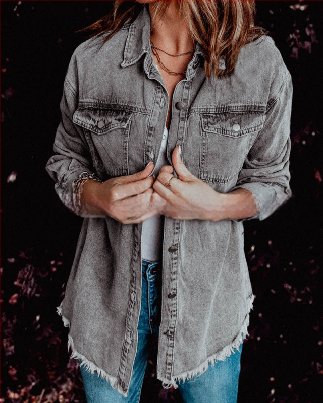 Karštai parduodama 2022 m. rudens europietiška ir amerikietiška gatvės madinga kaubojiška laisva paprasta palaidinė, trijų spalvų, penkių dydžių