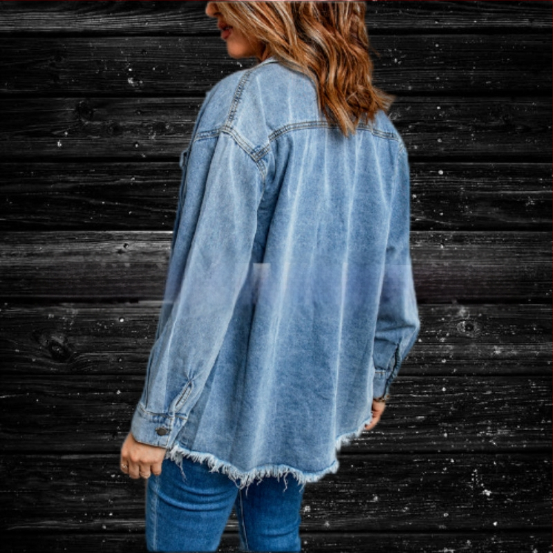 Karštai parduodama 2022 m. rudens europietiška ir amerikietiška gatvės madinga kaubojiška laisva paprasta palaidinė, trijų spalvų, penkių dydžių