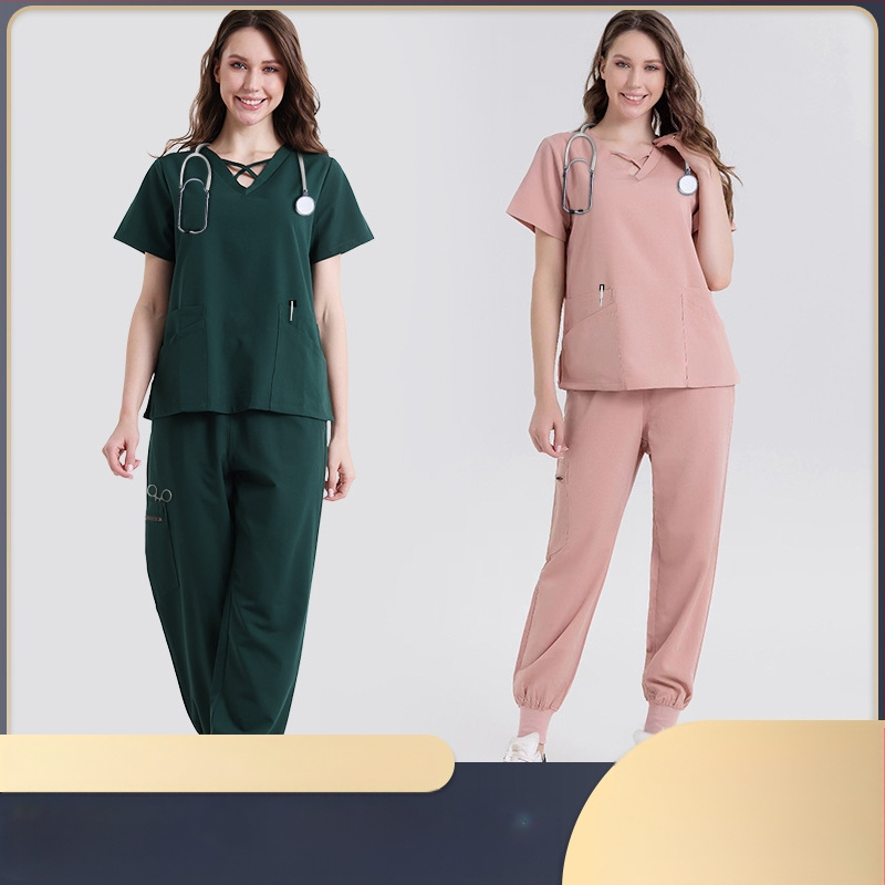 Didmeninė prekyba sandėlyje gydytojo skalbimo drabužiai operacinės slaugytojo drabužiai grožio salono skaldyti kostiumai greitai džiūstantys ligoninės darbo drabužiai