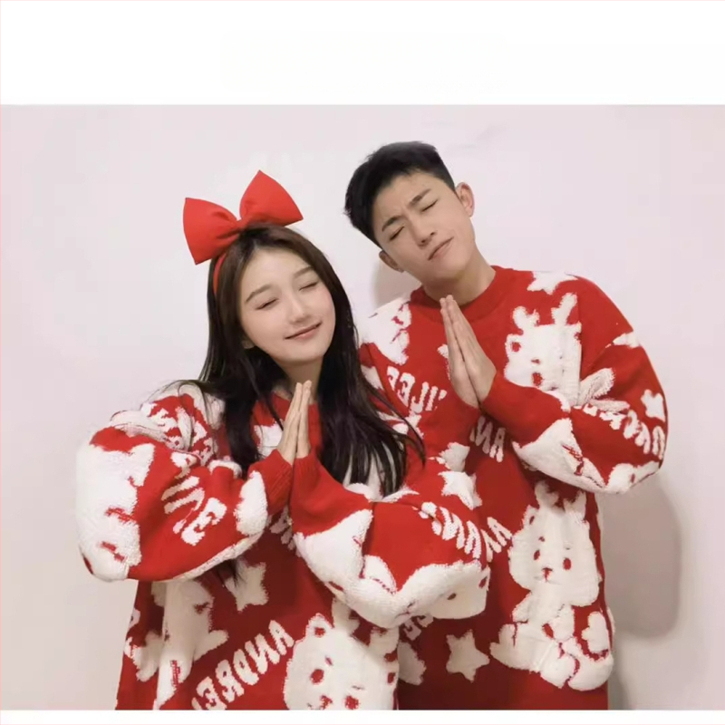 2024. godina zmaja, zodijačka godina, nova godina, odjeća, crveni džemper za žene, jesen i zima 2023., nova modna majica s donjim dijelom