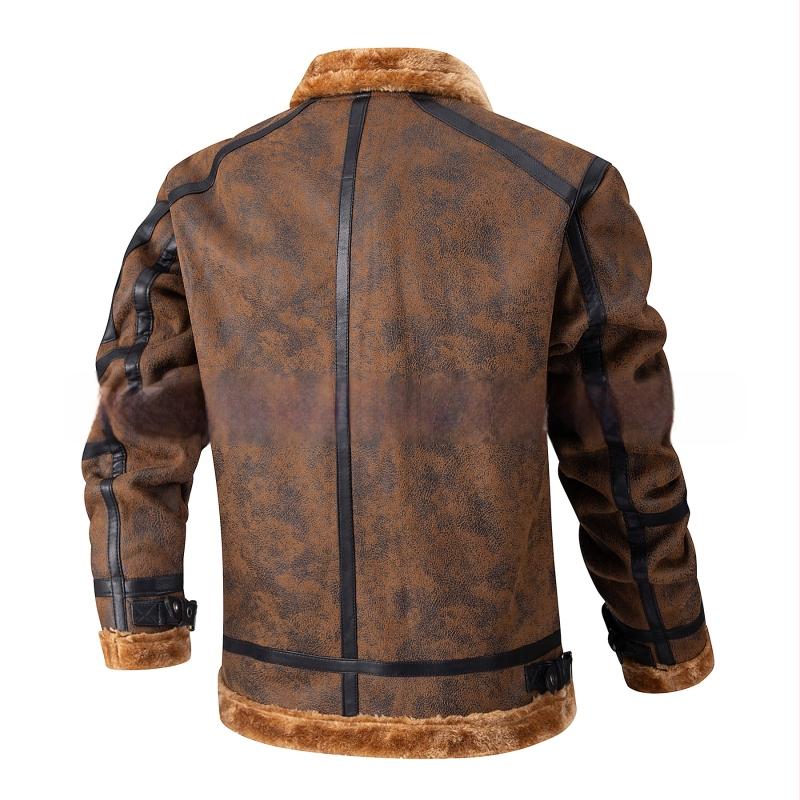 2024 m. Nauji vyriški odiniai drabužiai rudens ir žiemos vilnos pamušalu, sustorintu kailiu, vyriška odinė striukė, dalykinis laisvalaikio vyriškas paltas