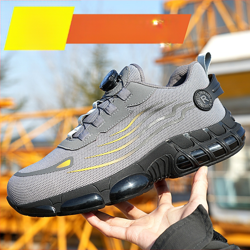 Vyriški apsauginiai batai be raištelių, darbo apsaugos batai be raištelių, sukamaisiais mygtukais, atsparūs dilimui, lengvi apsauginiai batai su austi audiniais
