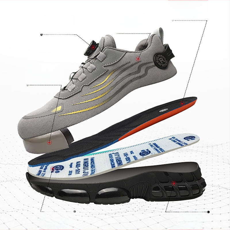 Vyriški apsauginiai batai be raištelių, darbo apsaugos batai be raištelių, sukamaisiais mygtukais, atsparūs dilimui, lengvi apsauginiai batai su austi audiniais