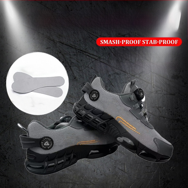 Darbo apsaugos batai su besisukančiomis sagomis, atsparūs dilimui, neslystantys apsauginiai batai, kvėpuojanti oro pagalvė, lengva elastinė paminkštinimas, Kevlaro vidpadis darbo batams