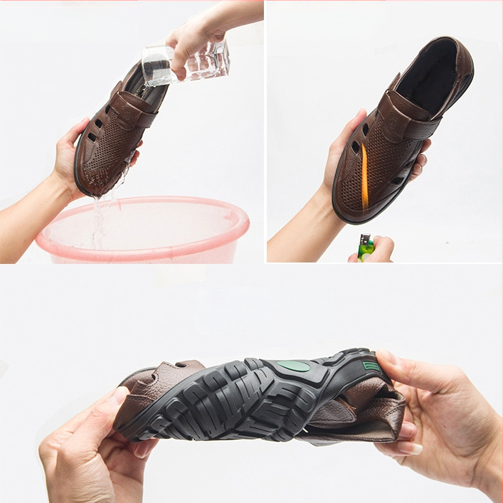 Vyriškos basutės 2024 m. vasarinės tuščiavidurės, kvėpuojančios, natūralios odos „Crocs“ ypač didelių dydžių, skirtos vidutinio ir pagyvenusio amžiaus tėčiams 4748