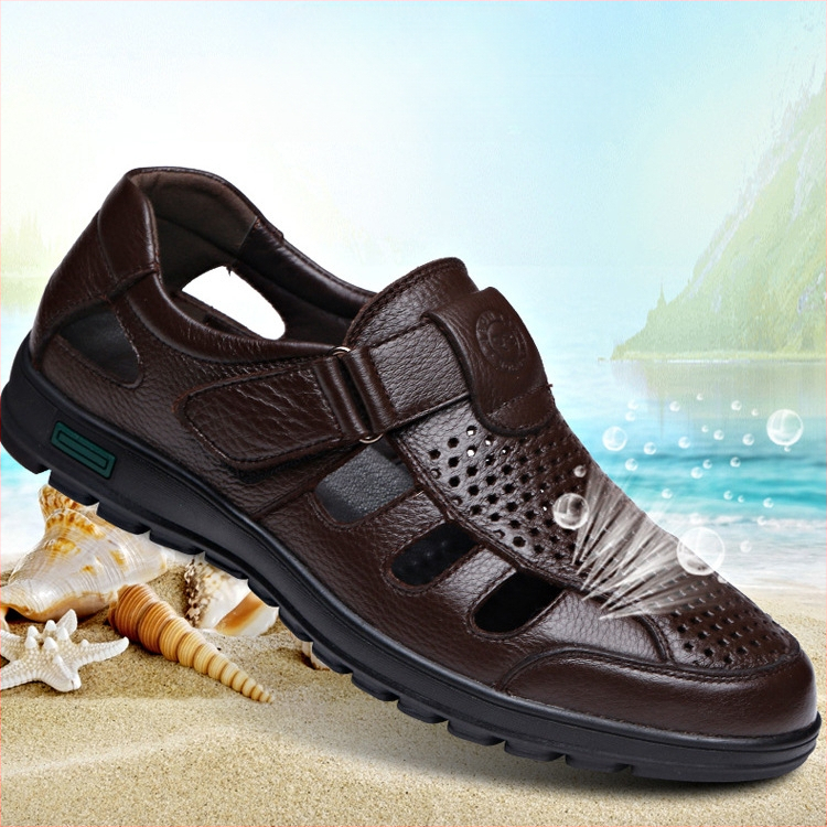 Vyriškos basutės 2024 m. vasarinės tuščiavidurės, kvėpuojančios, natūralios odos „Crocs“ ypač didelių dydžių, skirtos vidutinio ir pagyvenusio amžiaus tėčiams 4748