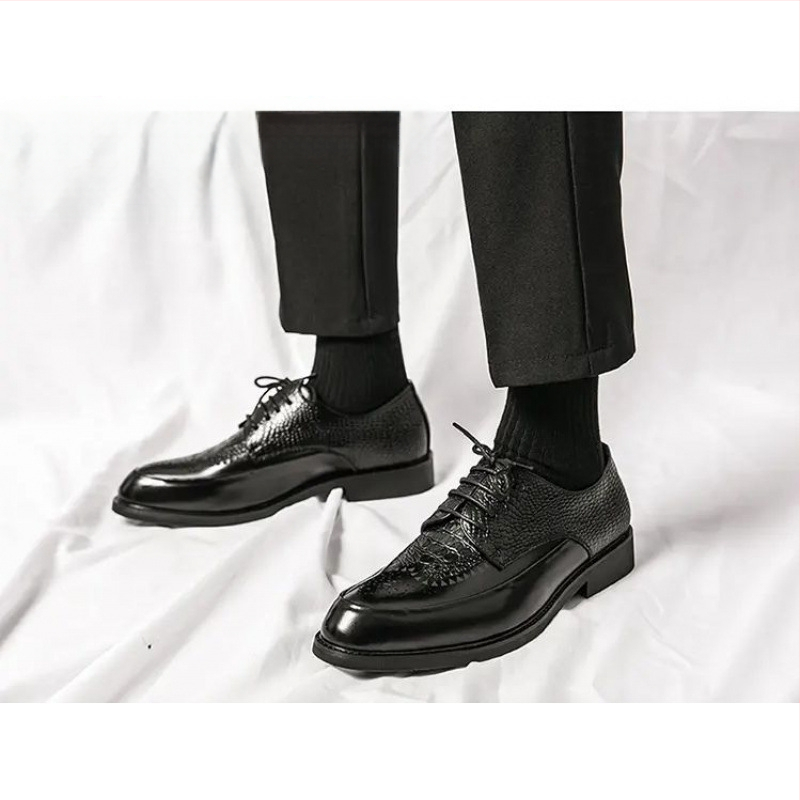 2025 m. pavasario korėjietiško stiliaus verslo odiniai vyriški raižyti plius dydžio laisvalaikio batai naktinio klubo plaukų stilisto „Brock“ odiniai batai pilki