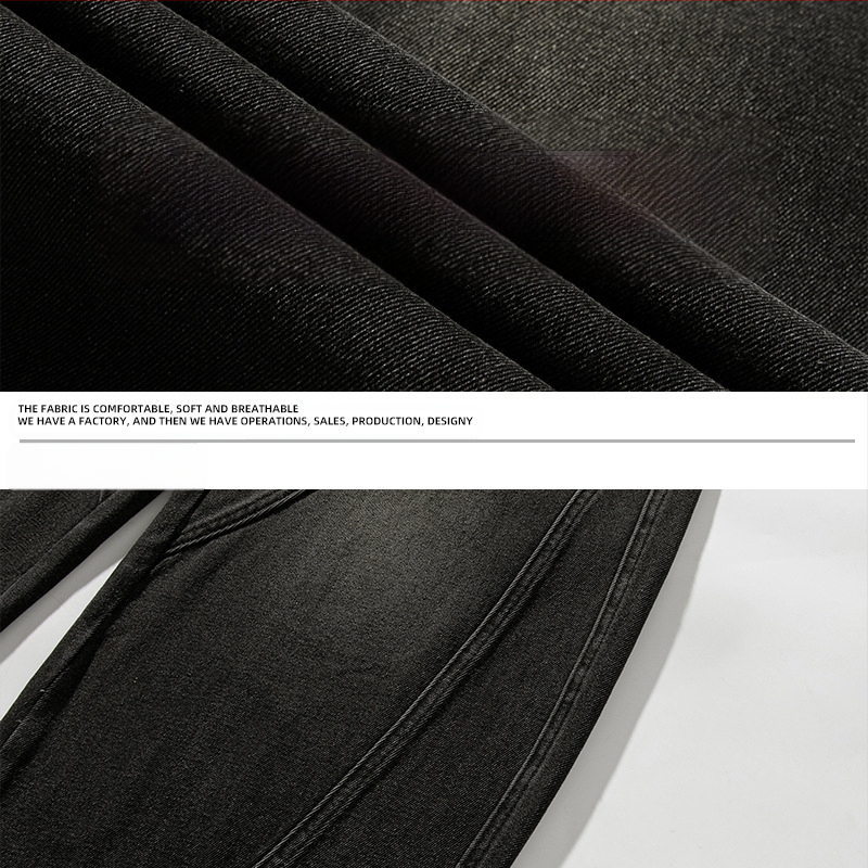 Muške traperice Scimitar, proljetni stil, retro, široke, ravne, ležerne, duge hlače s ispranim i iznošenim split dizajnom